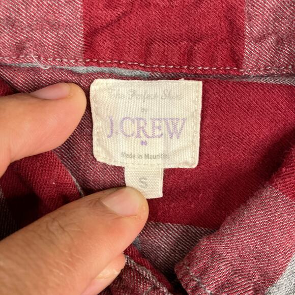 J.Crew Casual Button Shirt Mens Size S Red Gray Plaid Long Sleeve Lightweight - Picture 3 of 8